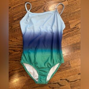 OLD NAVY Blue and Green Ombre Tie Dye Swimsuit Girls XL 14 16